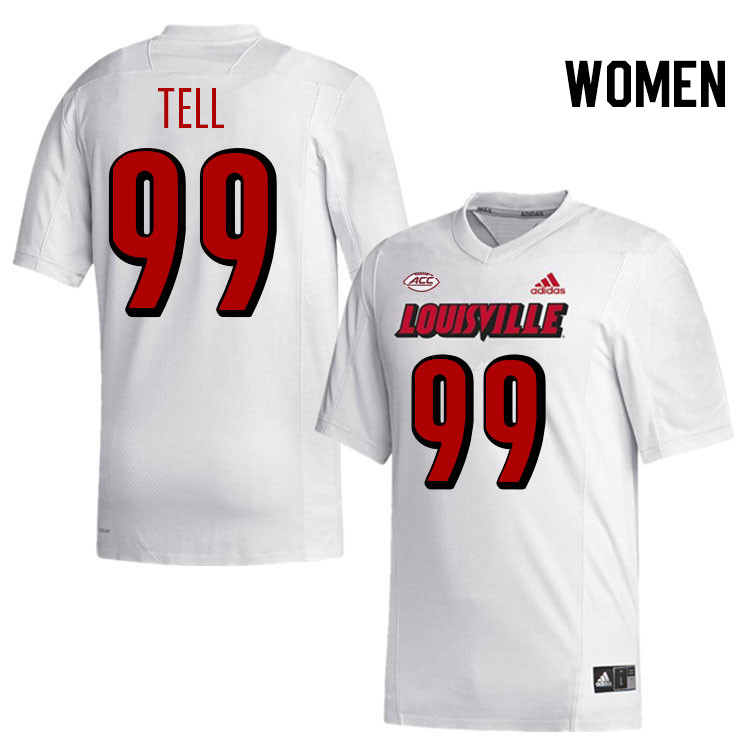 Women #99 Dezmond Tell Louisville Cardinals College Football Jerseys Stitched-White